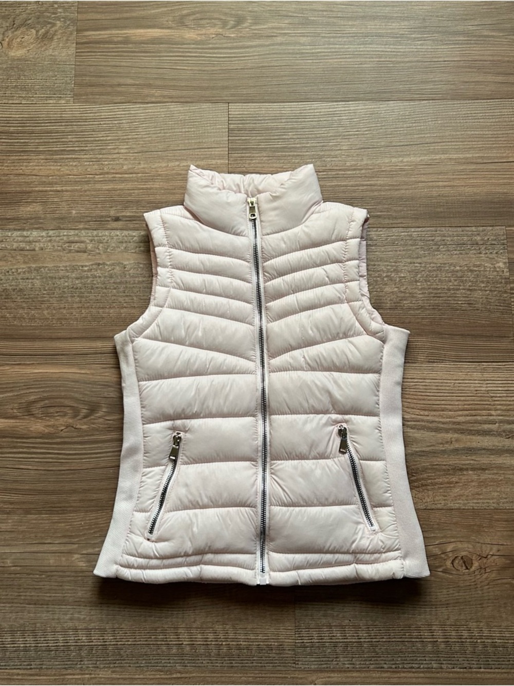 Zara Light Pink Quilted Puffer Vest